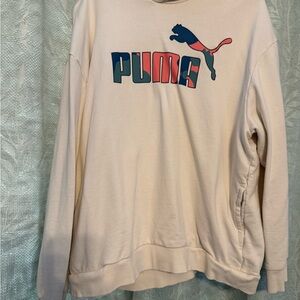Puma Beige Hoodie with Multicolor Logo